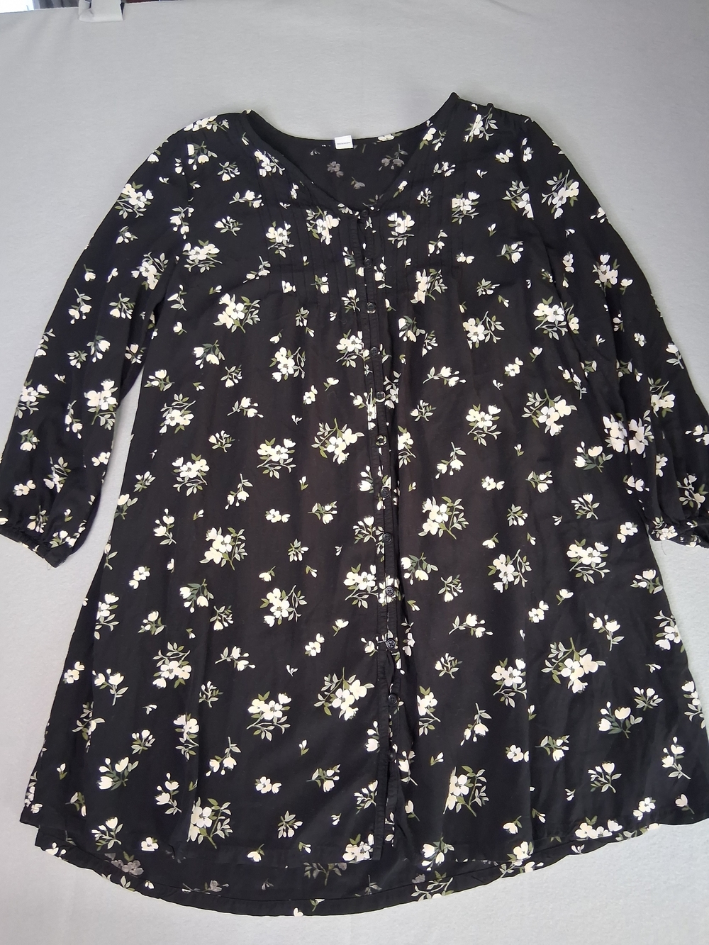 Old Navy Black Floral Button Front Mini Dress Women's Large Boho Cottagecore - Picture 6 of 10